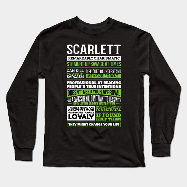 Scarlett Long Sleeve T-Shirt by Ban Guns Not Books- Typography fullcolor